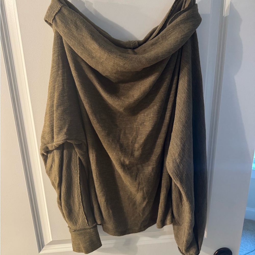 We The Free Olive Knit Cowl Neck Top We The Free